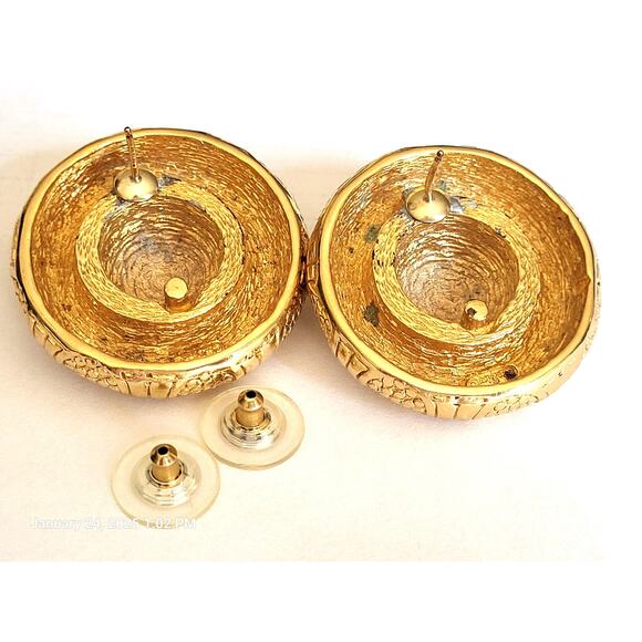 Christian Dior Medallion Pierced Earrings - Signed Vintage Chic Estate Find - Picture 6 of 11